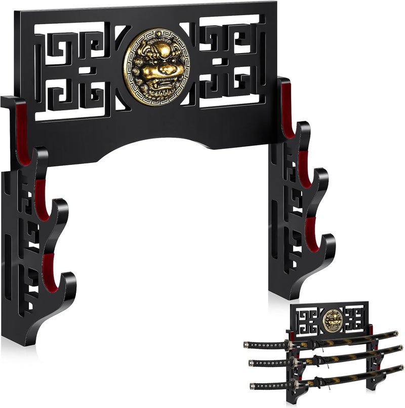 Barydat Katana Mount Sword Holder Stand Wall Mount Katana Samurai Sword Display Rack Hanger for Japanese Wakizashi Hobby Collection Gifts for Men(3 Tier) - Image 1